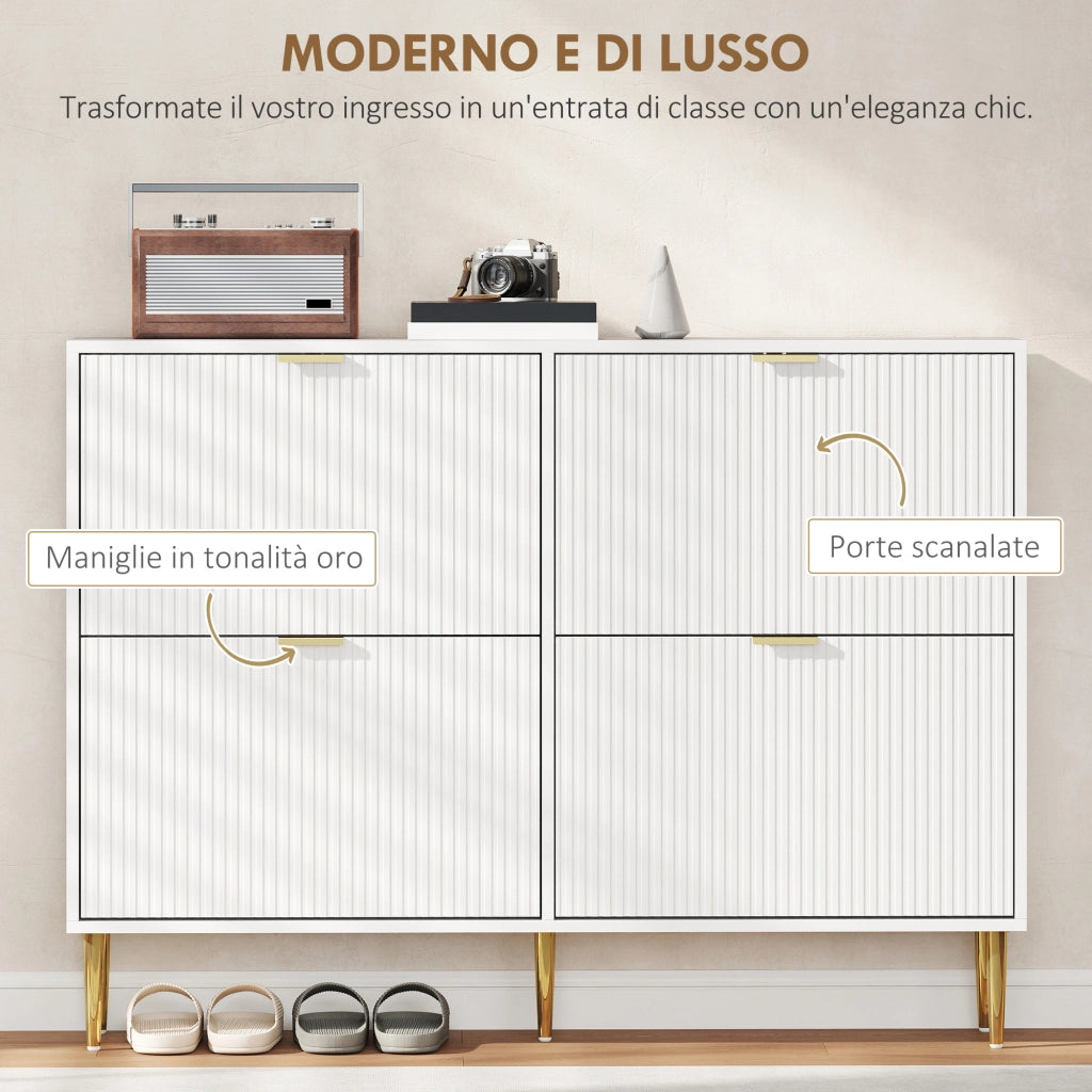 Armadio Scarpiera Slim per 20 Paia di Scarpe con Cassetti e Ripiani Regolabili ¨C Minimal ¨C Bianco 105x24x91.5 cm