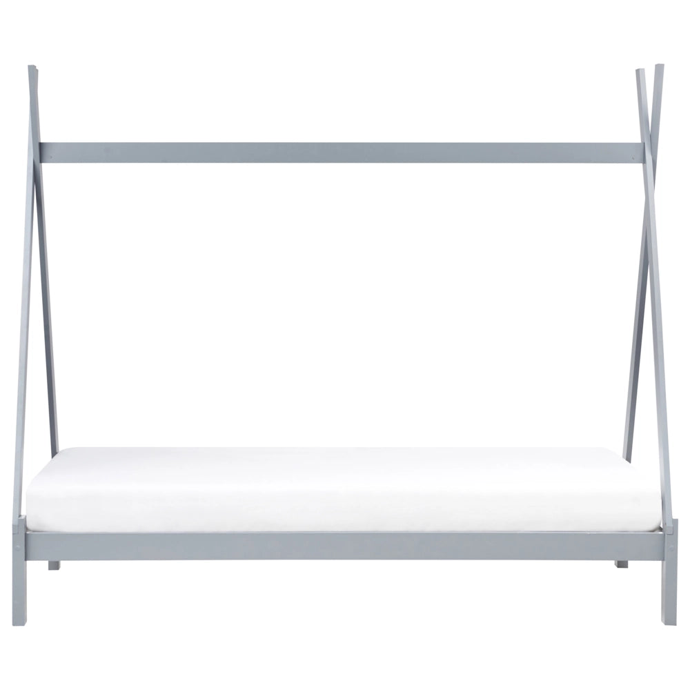 Letto a forma di tenda Teepee per bambini Pino Grigio UE 90 x 200 cm Struttura letto singolo con doghe