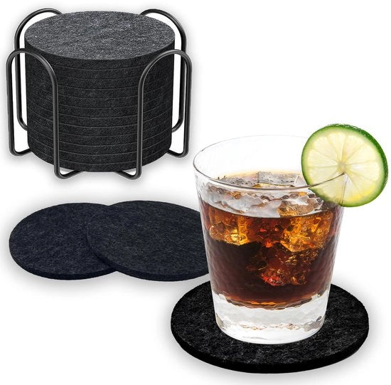 Set di sostegni rotondi in velluto per bicchieri, con 12 pezzi, sostegni per bicchieri in grigio scuro per drink, bar, tazze, sostegni per tavolo, sostegni per drink con supporto - regalo unico