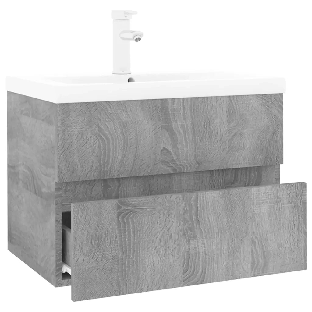 Mobile Bagno e Lavabo Integrato Grigio Sonoma Legno Multistrato 3152868