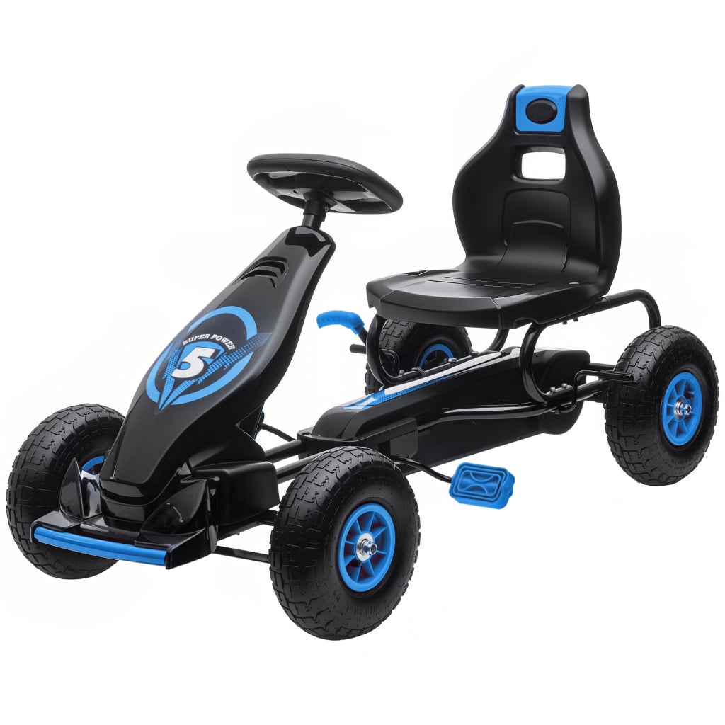 Go Kart a Pedali per Bambini ¨C zephmum ¨C Blu, Regolabile, Ruote Gonfiabili