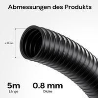 Tubo per laghetti a spirale spiralato per aspirazione 5 m 50 mm (2") nero