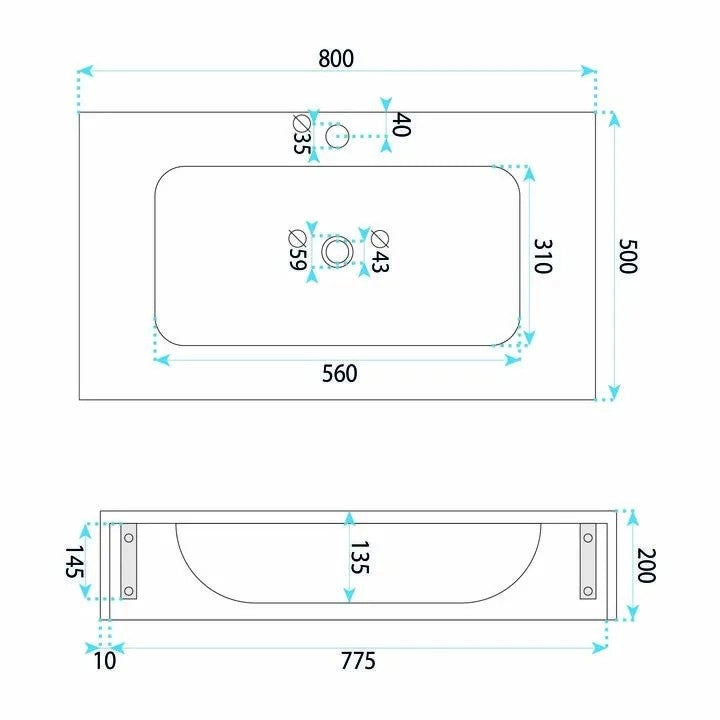 Lavabo Sospeso Rea Apollo Gran Cloud Sky 80