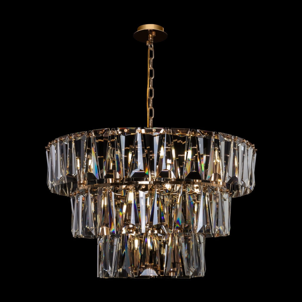 Maytoni Lampadario contemporaneo Puntes 18 luci E14 oro metallo cristallo