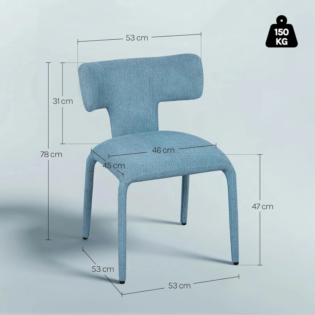 Set di 6 Sedie da Pranzo, Sedie Cucina con Schienale Curvo, Struttura Metallica, Rivestimento in Lino Colorato, per Sala da Pranzo, Soggiorno, Cucina,Blu Nebbioso