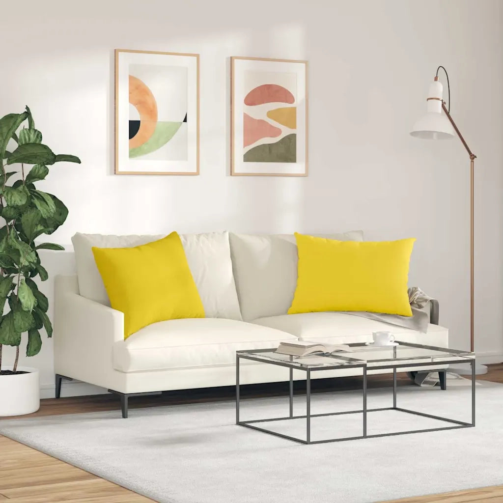 Cuscini da Divano 2 pz | Cuscini per sedie Giallo Chiaro 70 x 50 cm Tessuto