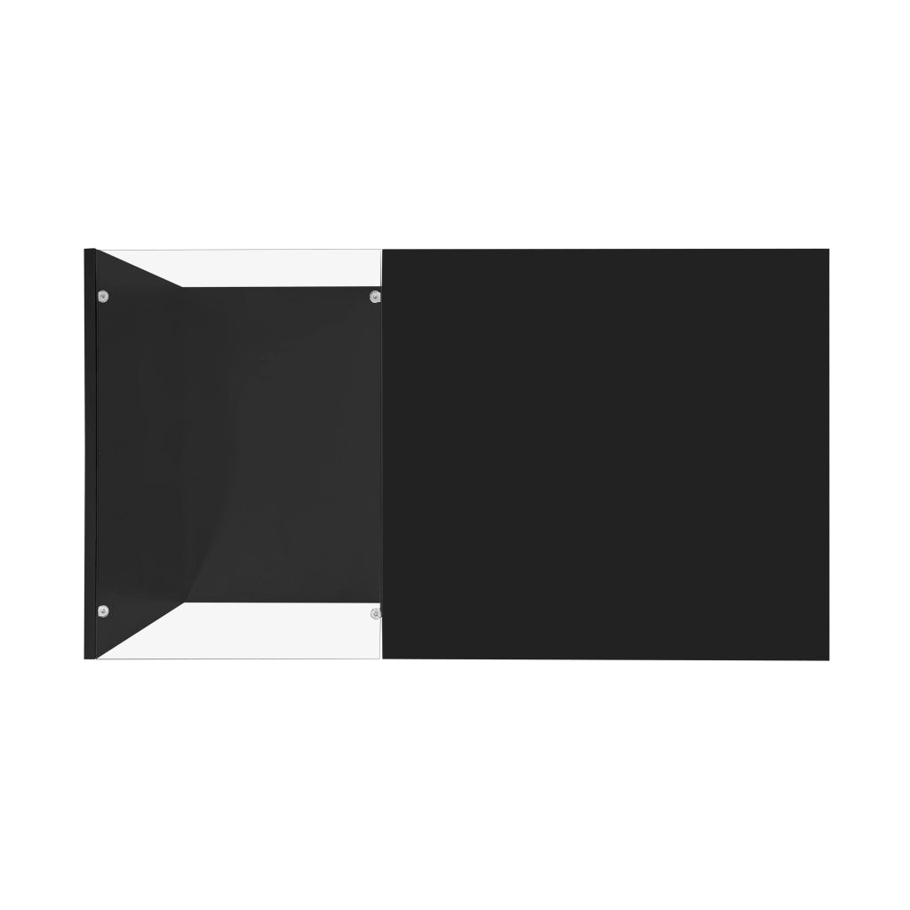 Tavolino da caffè 90x50x32.5 cm; piano in vetro con LED a 16 colori; pannello truciolare nero