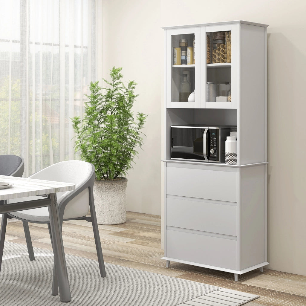 Armadio per cucina con 2 ante 3 cassetti e nicchia centrale ¨C zephmum ¨C bianco 68x38x172 cm