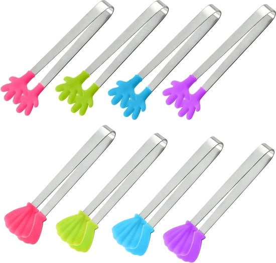 Set di 8 stecche da cucina in acciaio inox e silicone - stecchino per gelato, stecchino per zucchero, mini manico - per zucchero, biscotti, insalata, bar, buffet