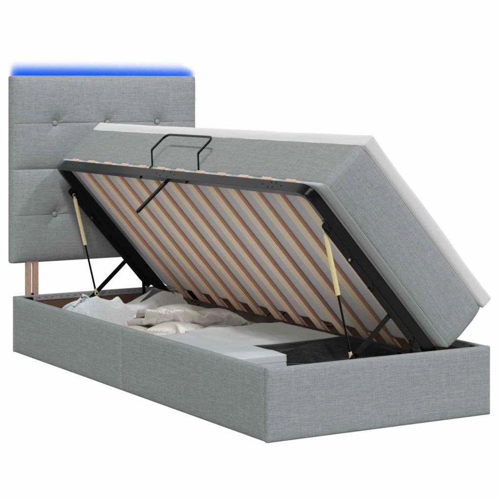 Letto con contenitore LED e materasso Grigio Chiaro 3459924