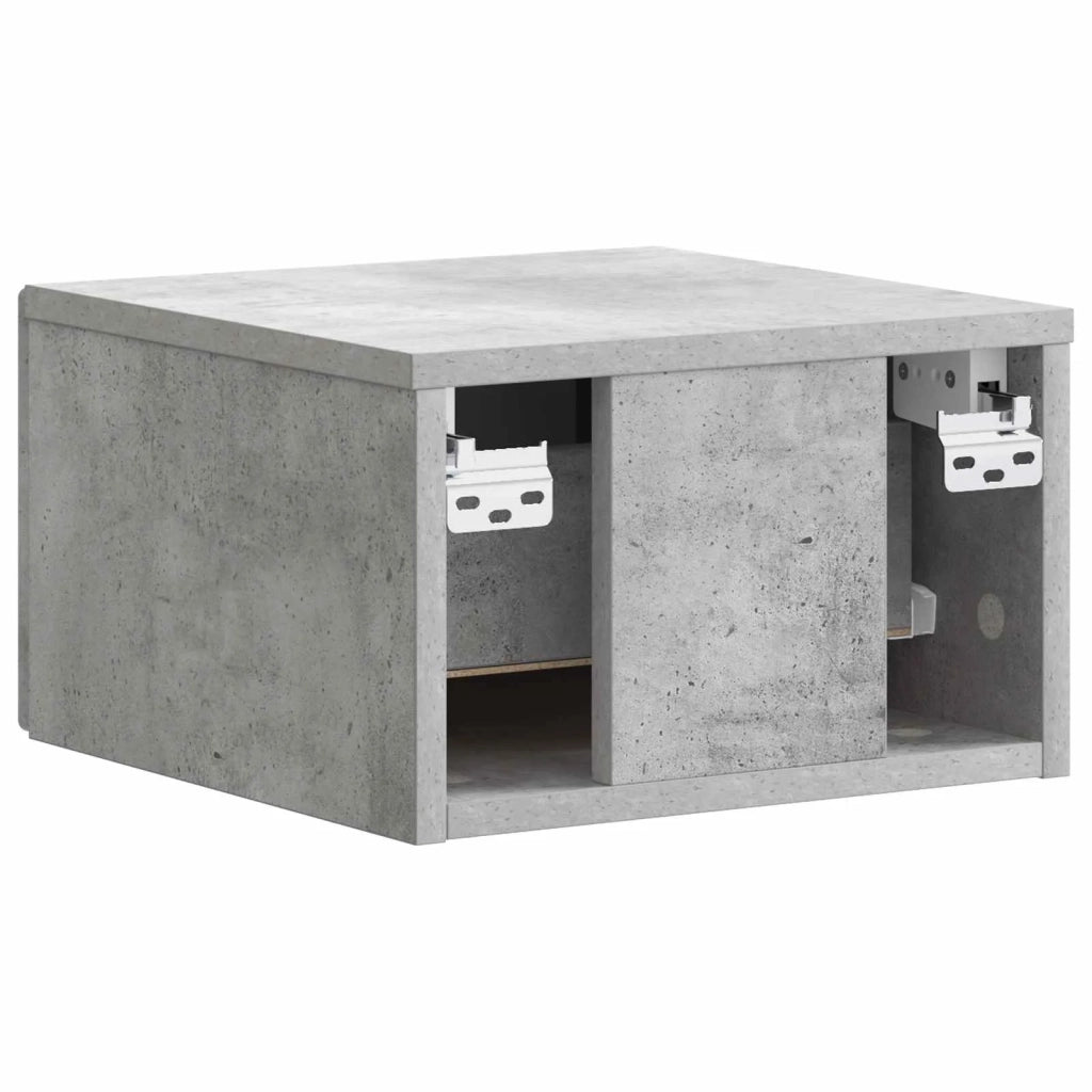 Mobiletto da notte a muro con cassetto 2 pcs Grigio Cemento 898942