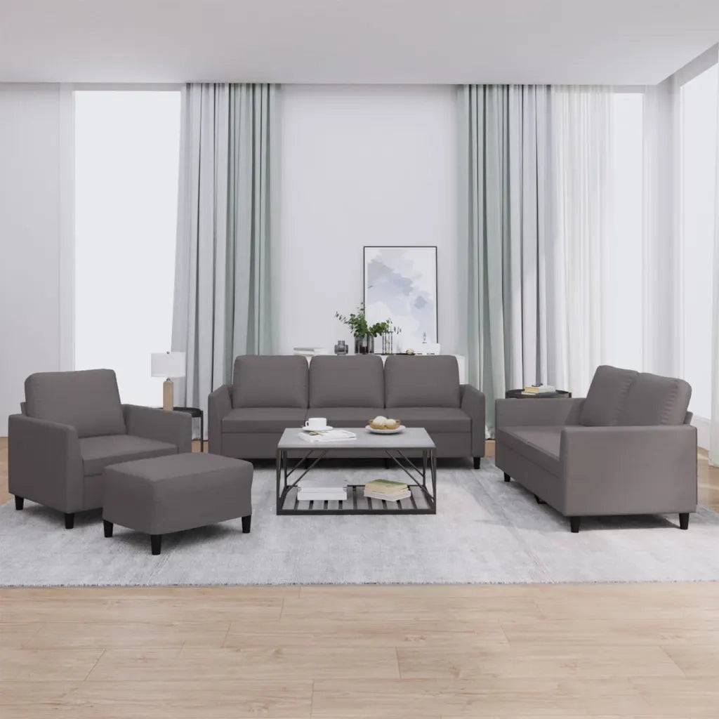 Set di Divani 4 pz con Cuscini Grigio in Similpelle 3201747