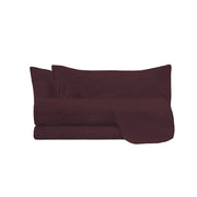 Set Lenzuola Matrimoniale Sopra Sotto e 2 Federe Linea Water Washed Bordeaux