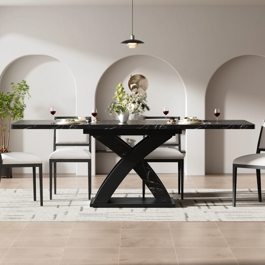 TAVOLO da pranzo allungabile 120-160 cm in MDF e metallo nero