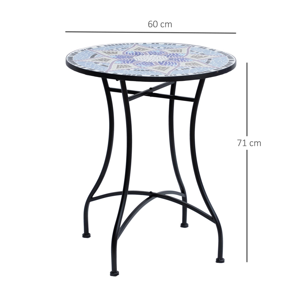 Tavolino da giardino rotondo ?60x71 cm ¨C Xylo ¨C Piano mosaico decorativo