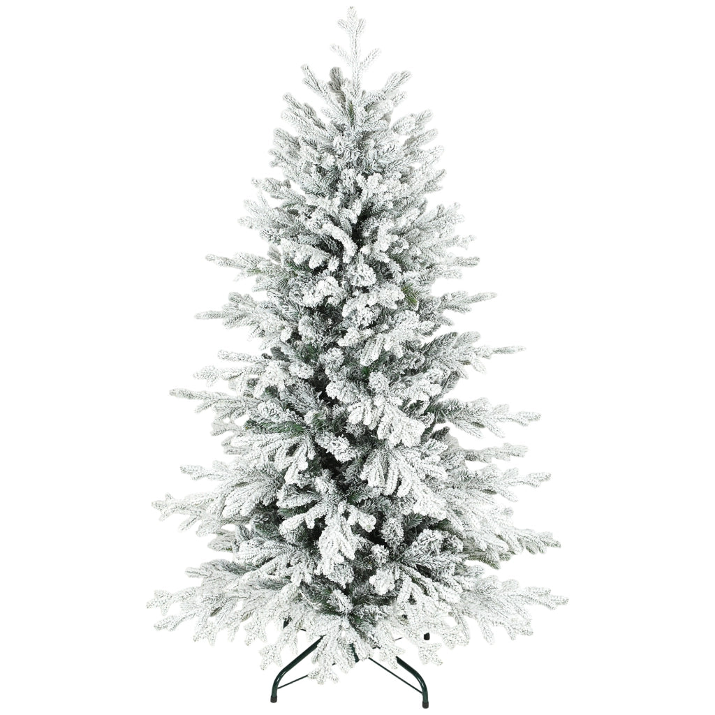 Albero di Natale Artificiale 150cm con Neve ¨C zephmum ¨C 1162 Rami, Pieghevole, Base in Metallo