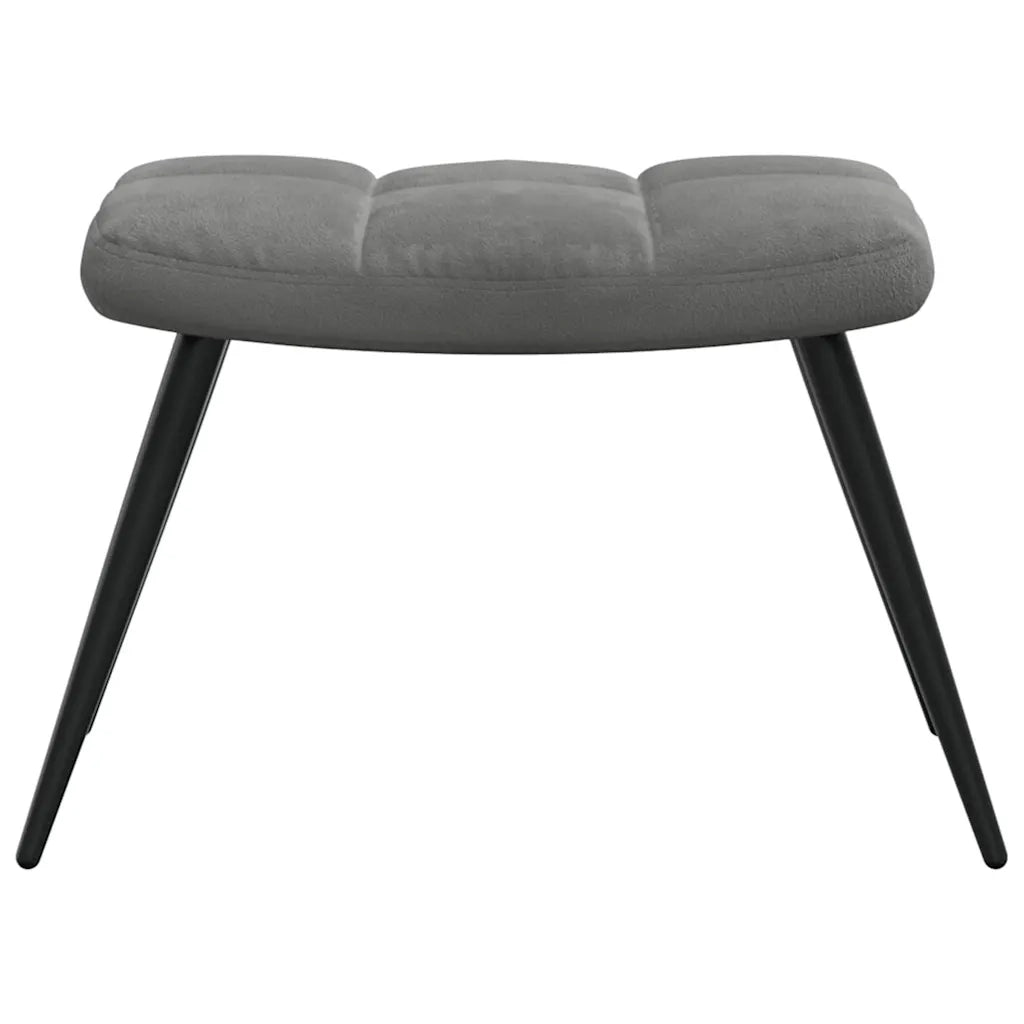 Divano Sedia-Poltrona Relax con Poggiapiedi Grigio Scuro in Velluto 369651