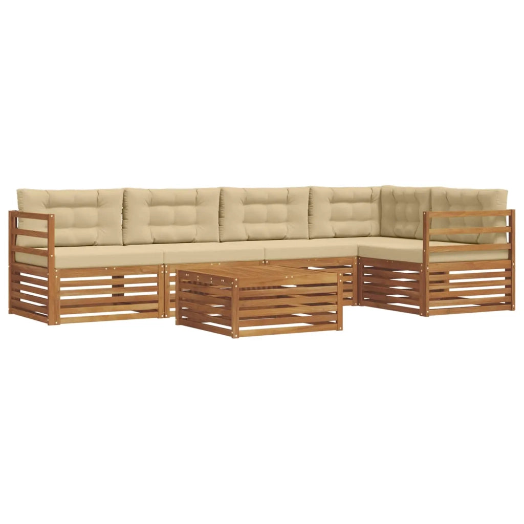 Set di divani da esterno con cuscino 6 pcs Naturale e Beige
