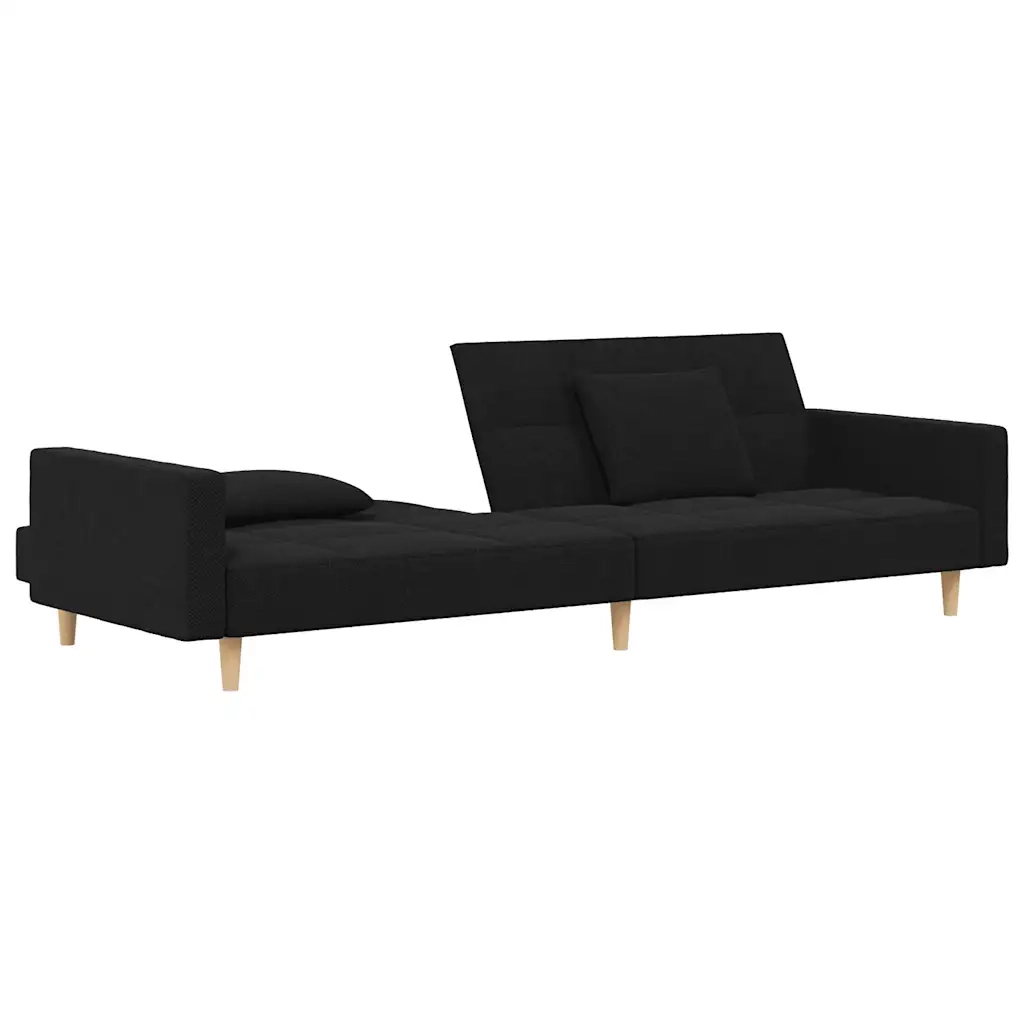 Divano letto | Sof¨¤ letto | Letto singolo a 2 Posti con 2 Cuscini Nero in Tessuto