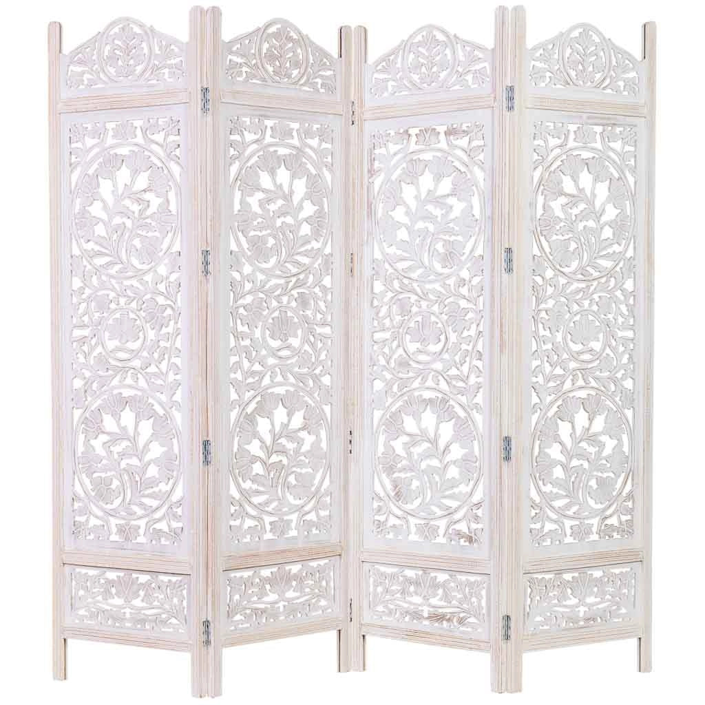Paravento in legno intagliato a mano 50(x4) x 3 x 183h cm