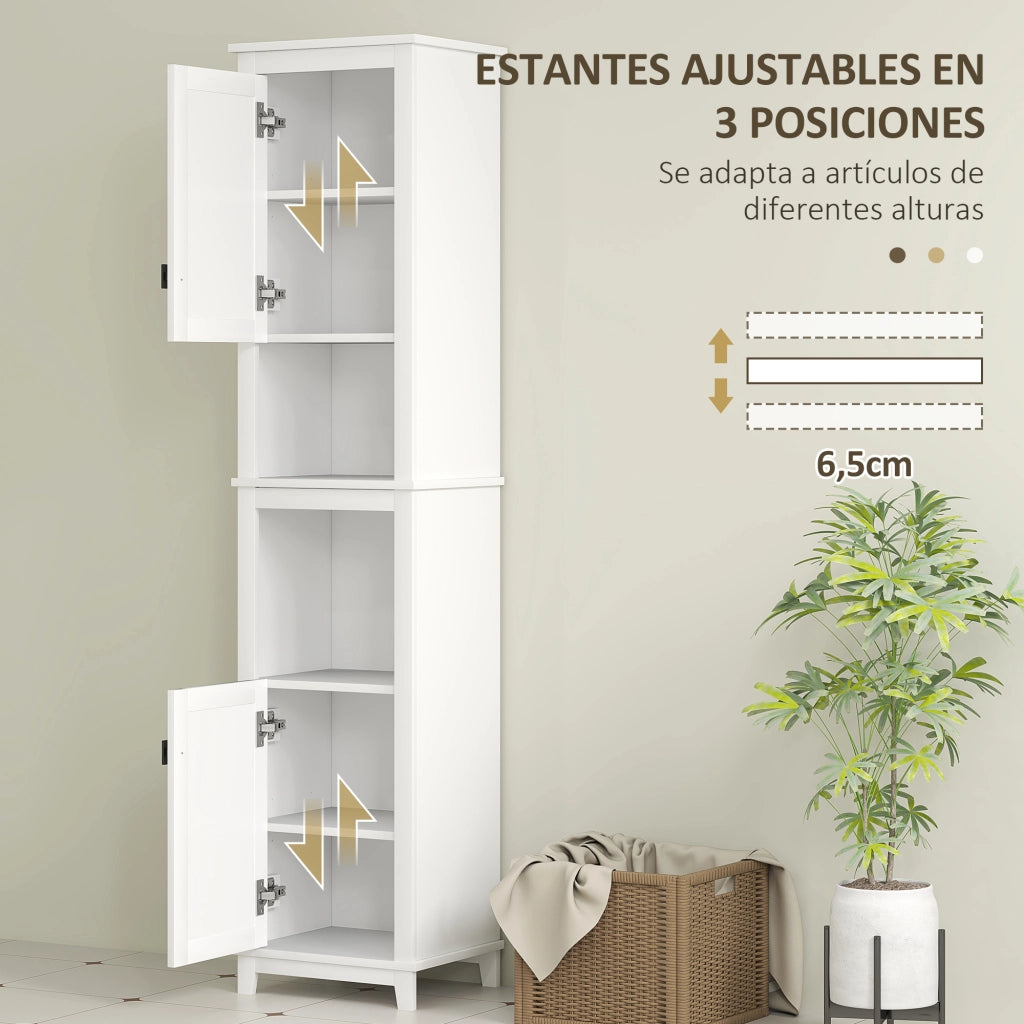 Colonna Bagno con Ripiani Regolabili 2 Ante Ratan ¨C Zephmum ¨C 40x30x167,5 cm Bianco