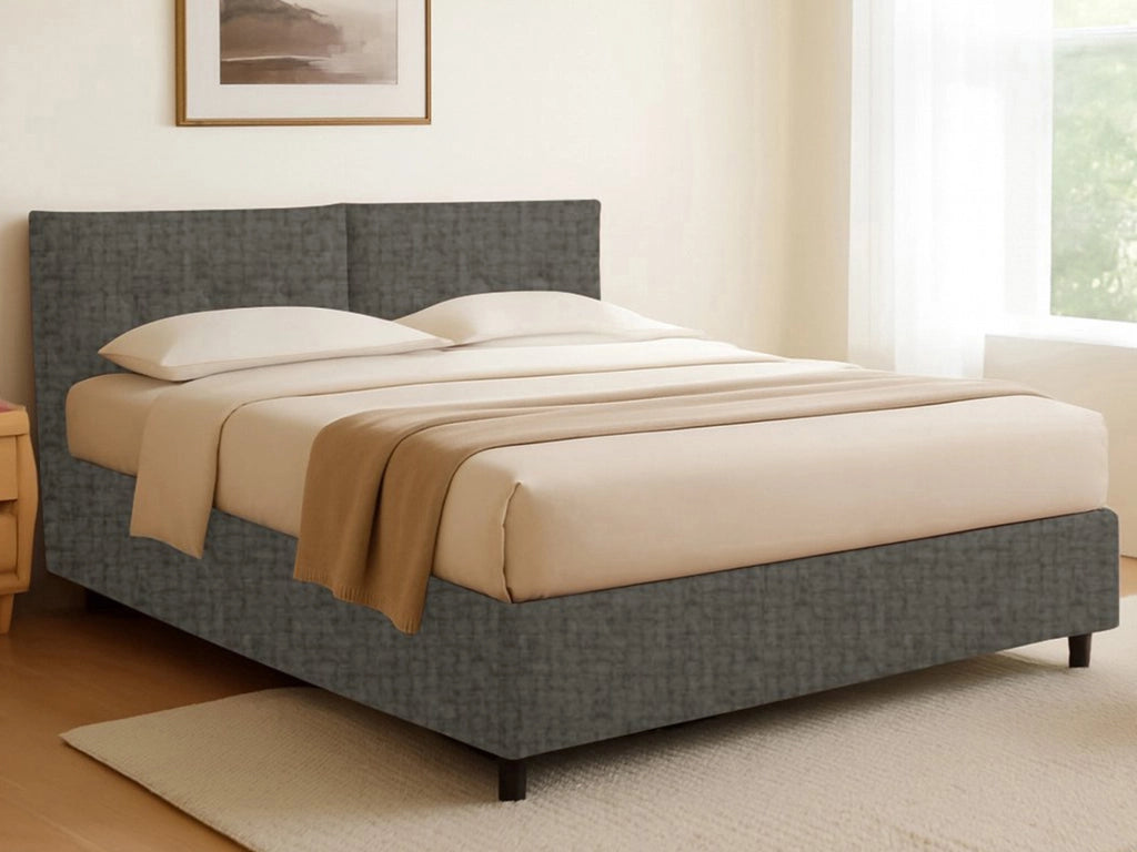 Exeter, Letto Singolo Sfoderabile Made in Italy, Grigio Tortora