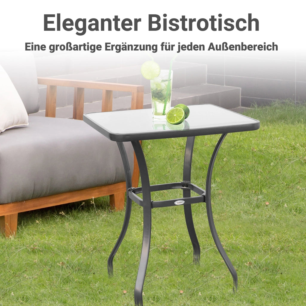 TAVOLO Bistrot quadrato 68,5x68,5x84 cm Nero in metallo e vetro