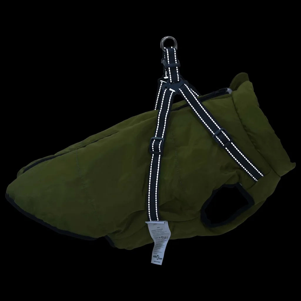 vidaXL Cappotto Cani Imbracatura Impermeabile Riflettente Verde L68
