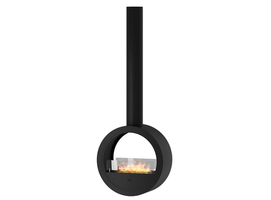 Camino a Bioetanolo Sospeso 218,7xØ70x35 cm Incyrcle 2Side Nero con Vetro