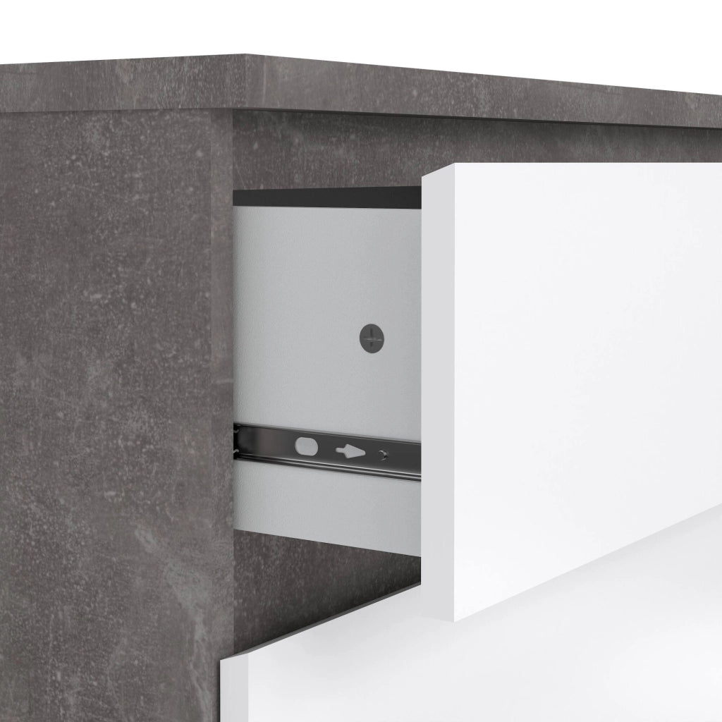 Cassettiera Artic, Settimino multiuso, Comò camera da letto, Mobile con cassetti, 77x50 h70 cm, Cemento e Bianco lucido