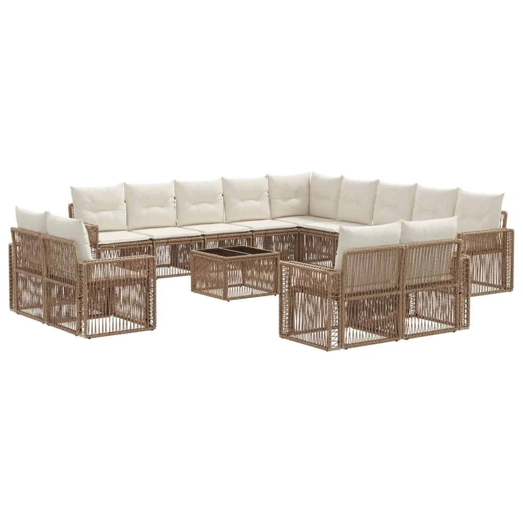 Set Divano da Giardino 14 pcs Beige e Bianco Crema polyrattan 3435309