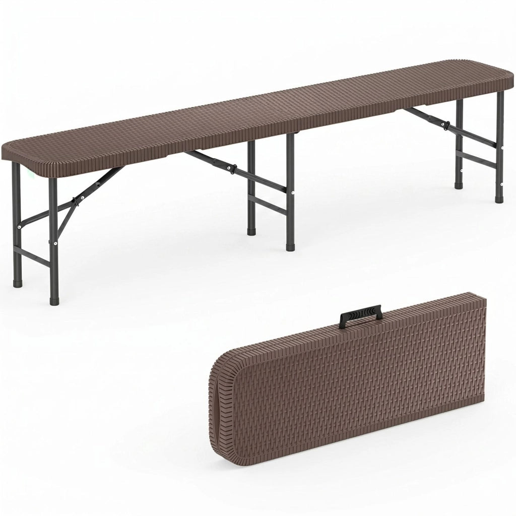 Panca Pieghevole Esterno Salvaspazio da Giardino Coco Panchina Birreria da Campeggio 183 cm Panche Portatili per Tavolo