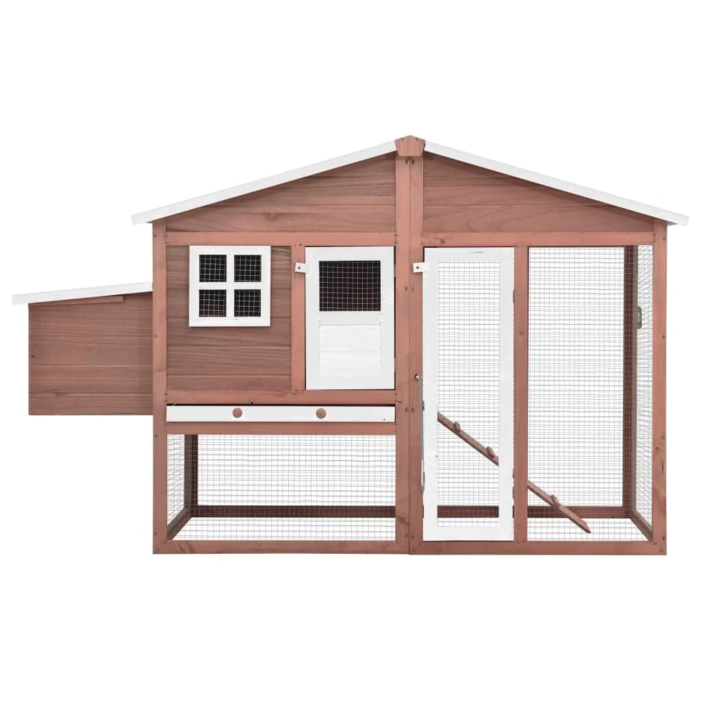 Pollaio con nido 191 x 67 x 117 cm in legno massello di abete moka e bianco 02_0001674
