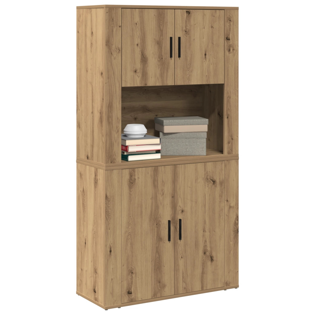 Highboard in rovere artigianale 80x33x150 cm in legno ingegnerizzato