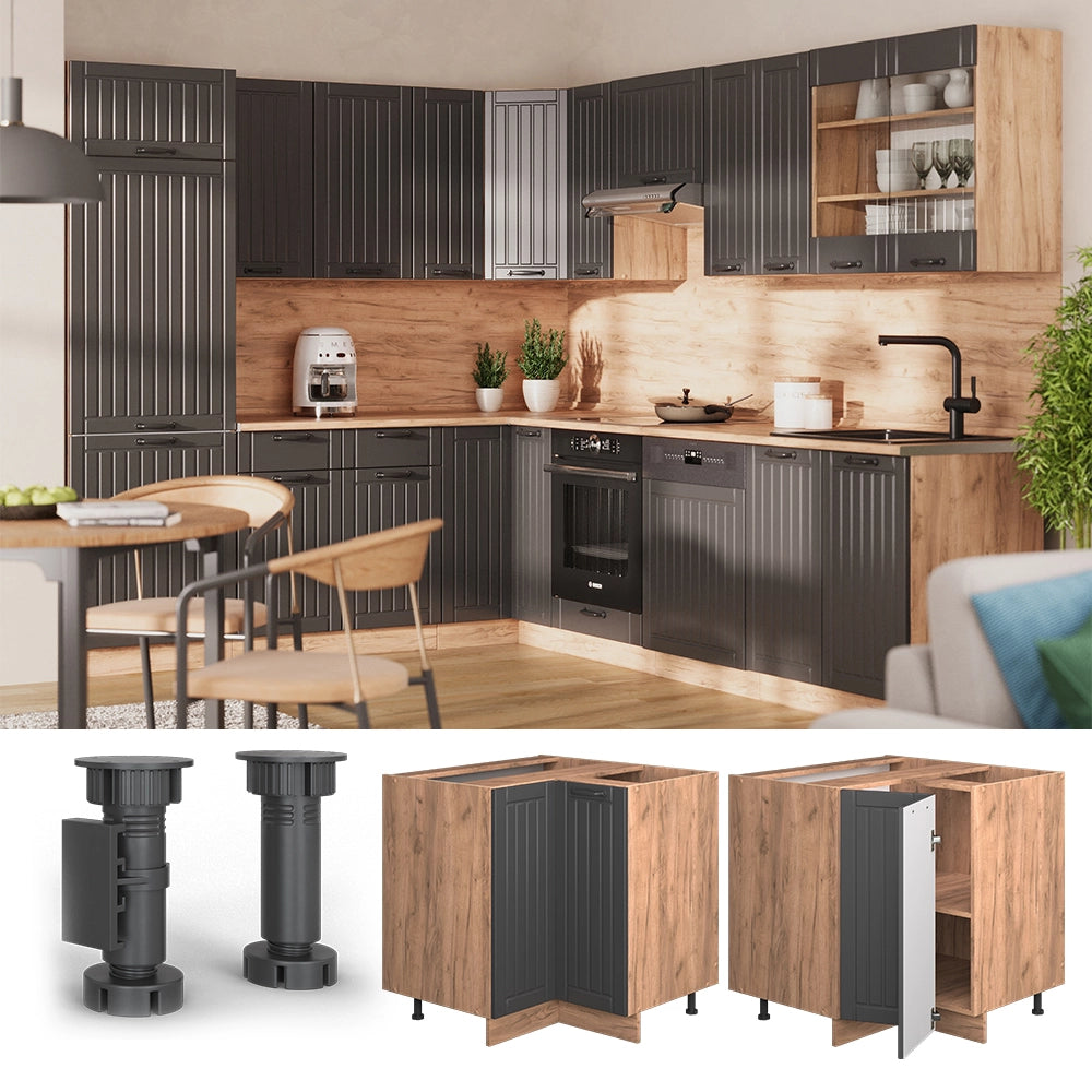 Vicco Mobile ad angolo cucina Grigio scuro 80.5 cm , PL Rovere
