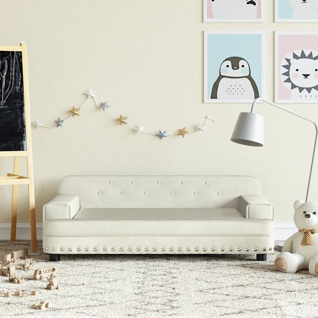 Divano per Bambini Crema 90x53x30 cm in Velluto 3196285