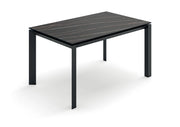 Tavolo Allungabile Account 24, Top in Ceramica Marmo Portoro Opaca, Struttura in Metallo Verniciato Nero, Dimensioni 140/220 cm