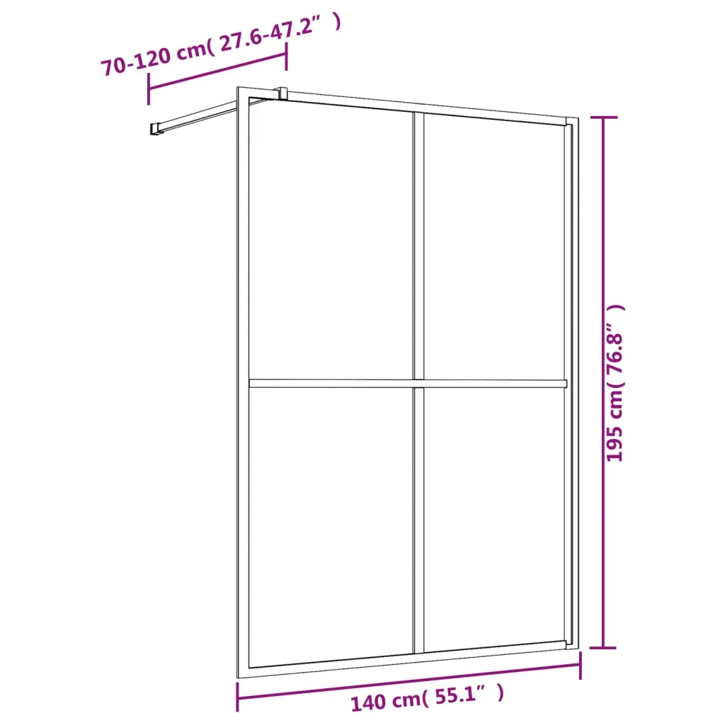 Parete per Doccia Walk-in Vetro Trasparente ESG 140x195 cm Oro CFW4152061