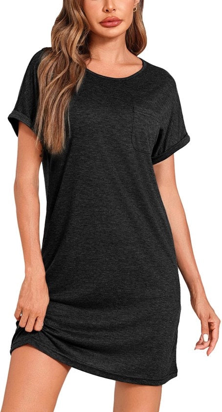 Nachtgown per donne con maniche corte - camicia da notte estiva di cotone