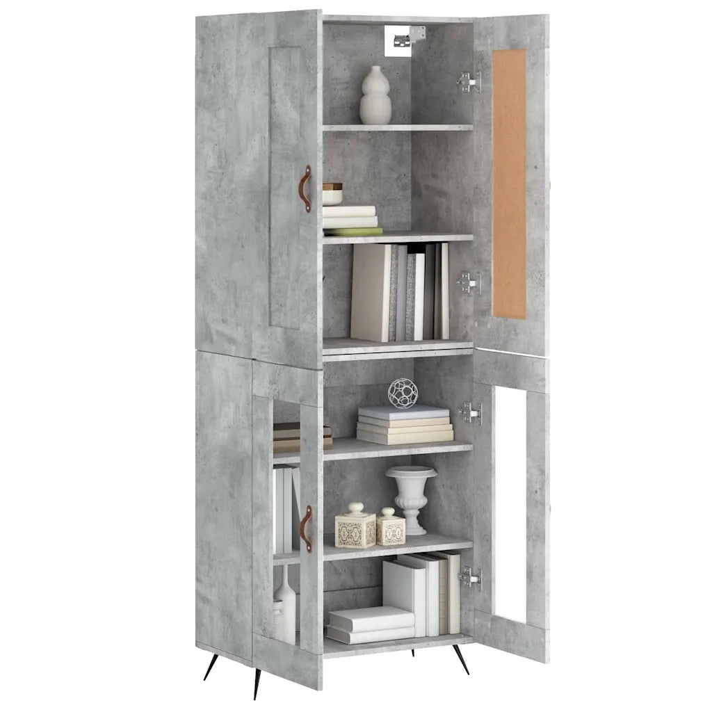Credenza-Buffet-Armadio da cucina Grigio Cemento 69,5x34x180 cm in Legno Multistrato 878443