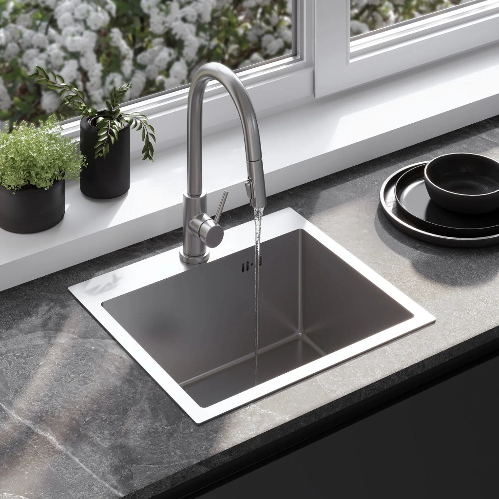 Lavello In Acciaio Con Set Di Accessori 3 Pz. Rea Leo 50 Brush Nickel