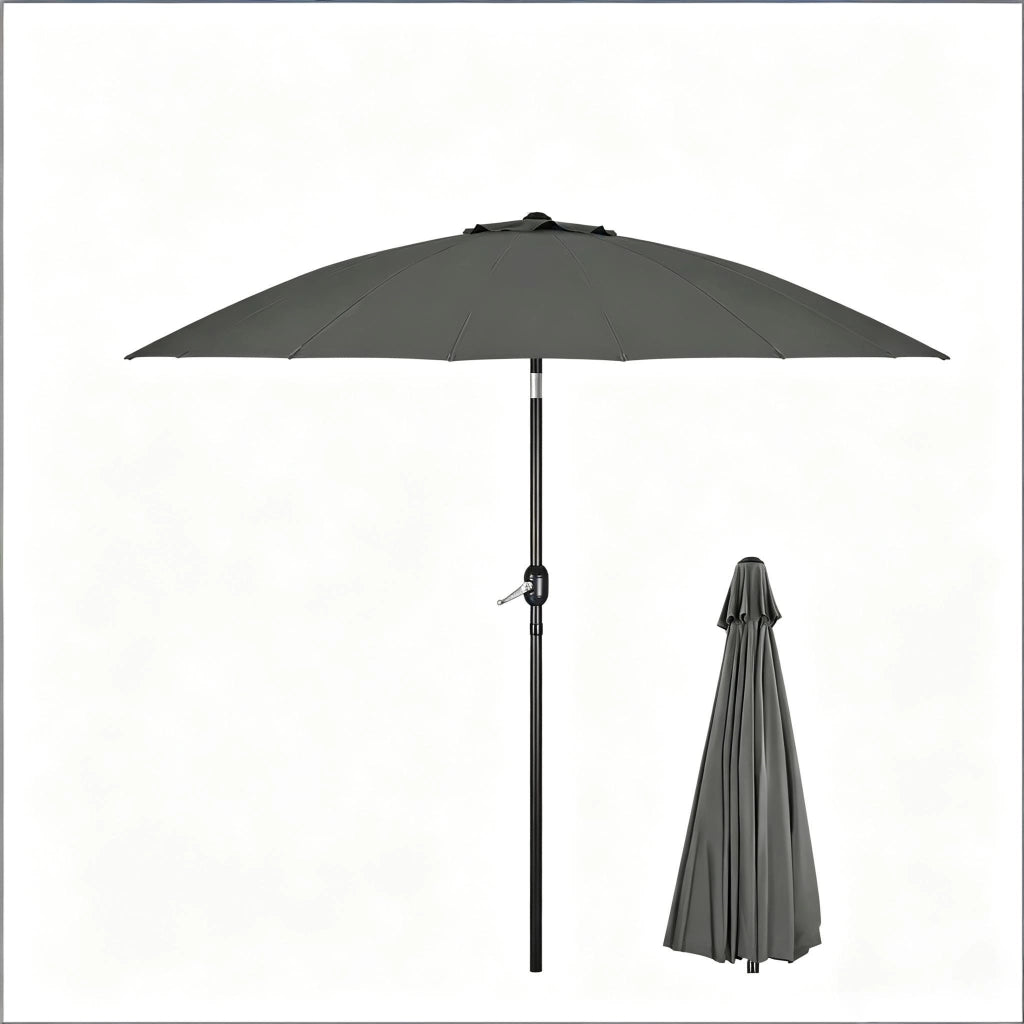 OMBRELLONE da Giardino Inclinabile Ø257 cm Poliestere Grigio Scuro senza base