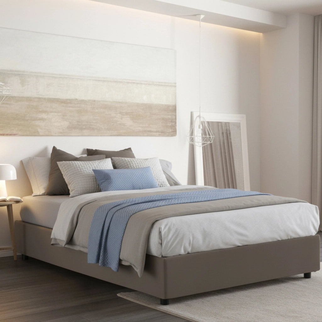 Letto Matrimoniale Aluin, Letto Matrimoniale Materasso Incluso Made in Italy, Grigio