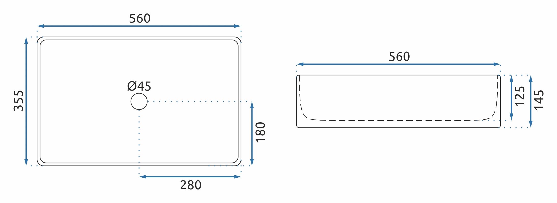 Lavabo Da Appoggio Rea Berta 55 White