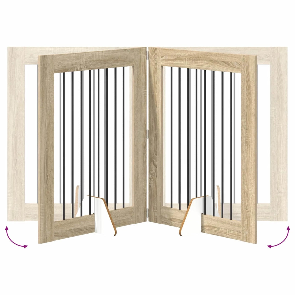 Cancello per cani con supporti 2 pcs Rovere Sonoma 80 x 100 cm 892038