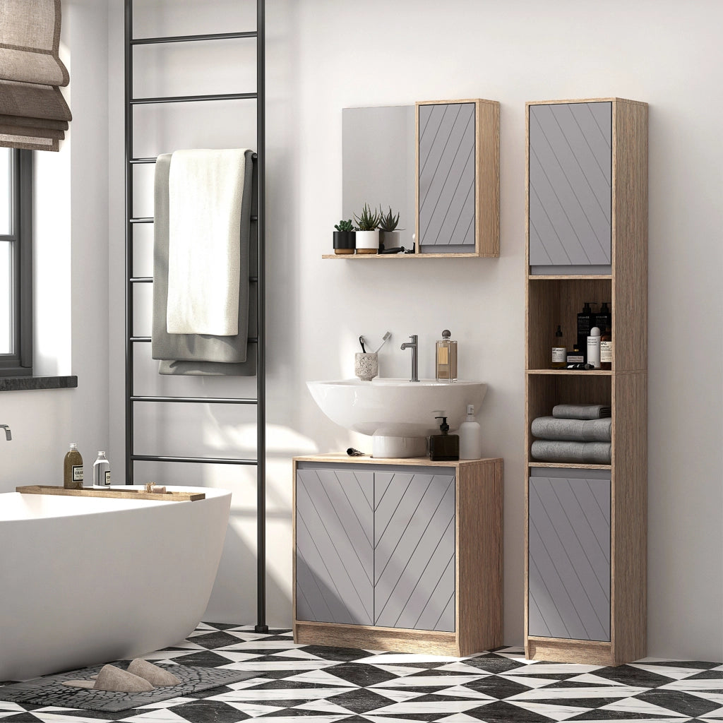 Mobile Bagno Sottolavabo ¨C zephmum ¨C 60x30x59.8 cm Legno Rovere Grigio