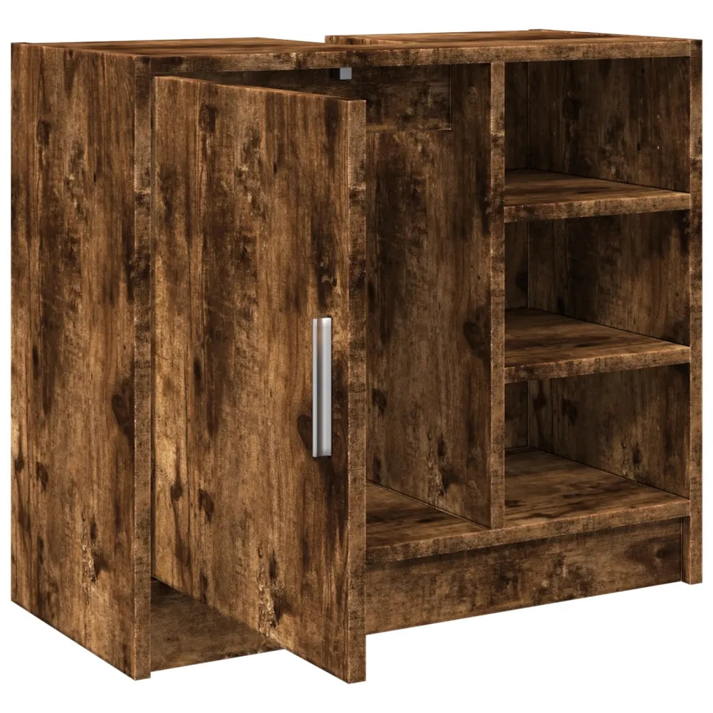 Mobile Lavabo-Armadietto da bagno Rovere Fumo 63x29x55 cm in Legno Multistrato 322111