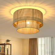 ZMH Lampada da soffitto retrò gialla E27 in corda iuta naturale per camera letto soggiorno cucina senza lampadina