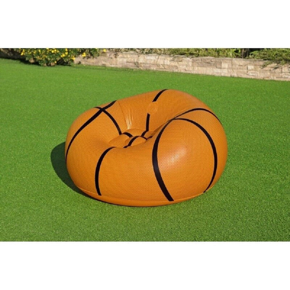Trade Shop - Poltrona Pouf Gonfiabile Design Palla Da Basket Bambini Ragazzi 114x112x66cm 75103 -