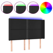 Testiera | Testata a LED Nera 147x16x118/128 cm in Similpelle